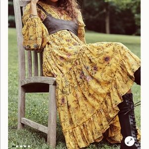 Free people Cassis Printed Chiffon Dress
